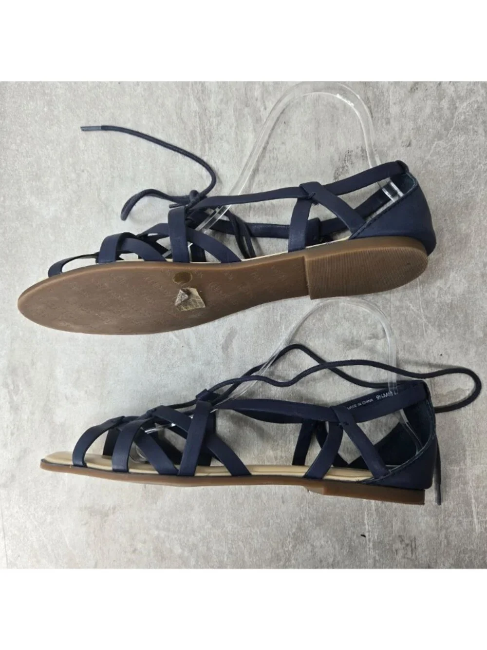 Sole Society Flat Gladiator Sandals Sz 9.5 Blue Leather Casual Bohemian Strappy